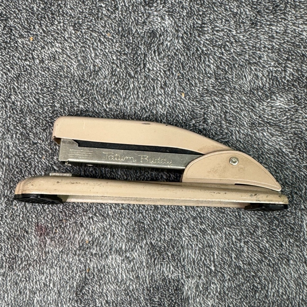 Vintage Wilson Jones Co Tatum Buddy Stapler Model T155 Tan Metal Made in USA